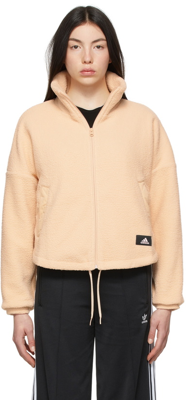 Photo: adidas Originals Beige Sherpa Fleece Zip Sweater