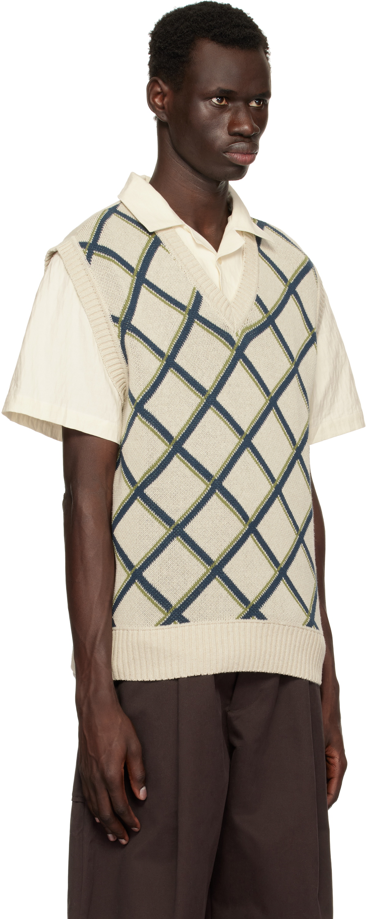 Palmes Off-White Argyle Knitted Vest Palmes