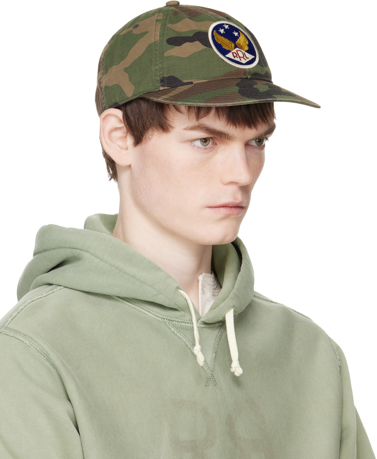 RRL Khaki Winged-Logo Camo Ball Cap
