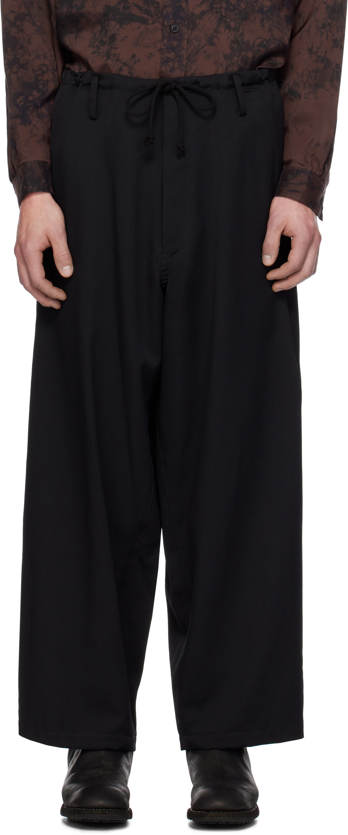 Y's For Men Black Standard String Trousers