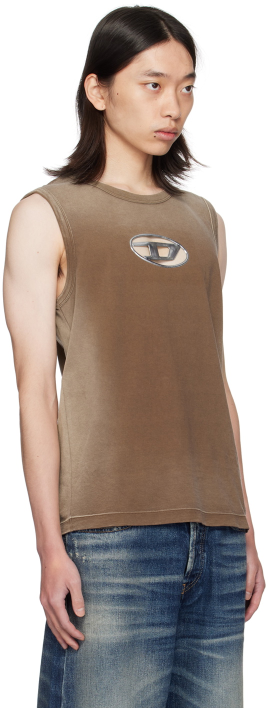 DIESEL   T-Bricoタンクトップ T-BRICO Faded tank top with puffy Oval D｜ブラック｜メンズ