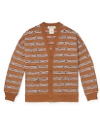 Remi Relief - Striped Intarsia Cotton-Jersey Cardigan - Brown