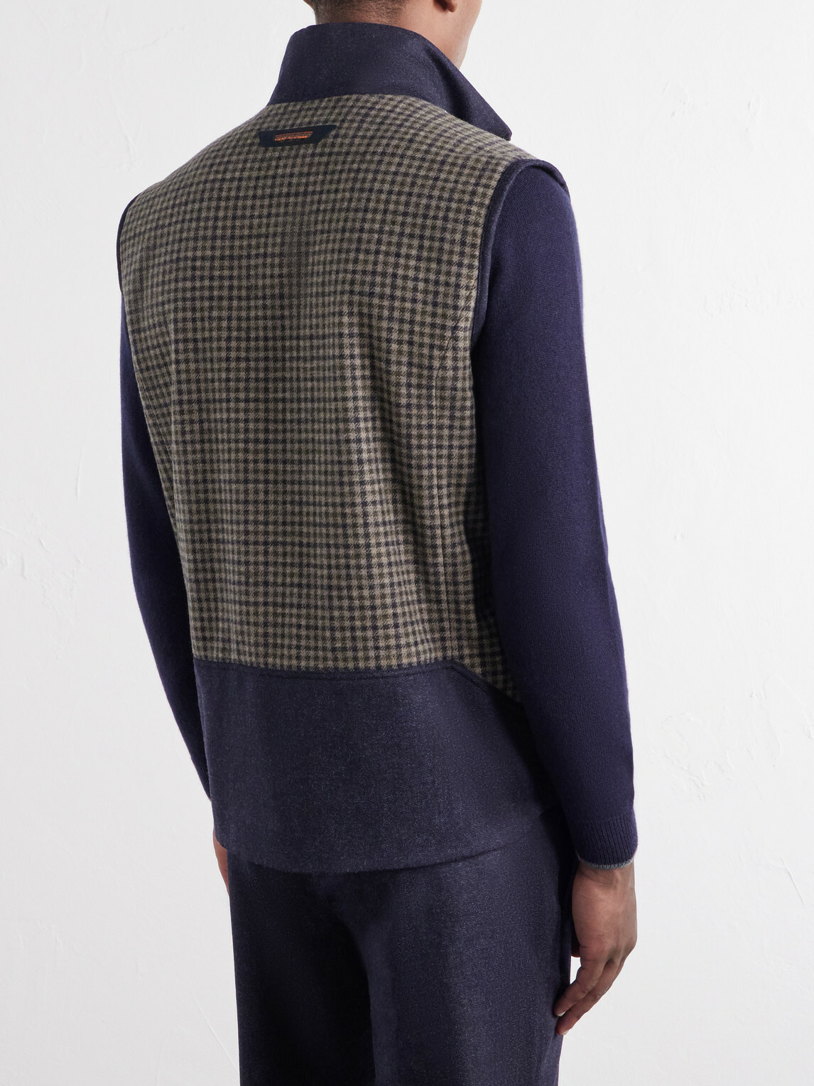 SEASE - Explorer Reversible Checked Virgin Wool and Shell Padded Vest - Blue