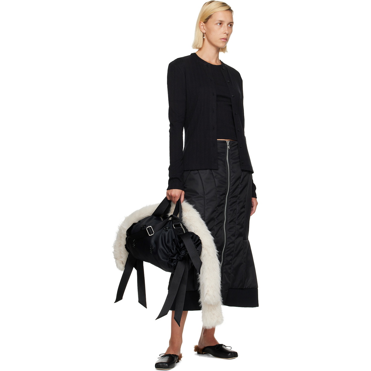 Simone Rocha Black Pointelle Cardigan