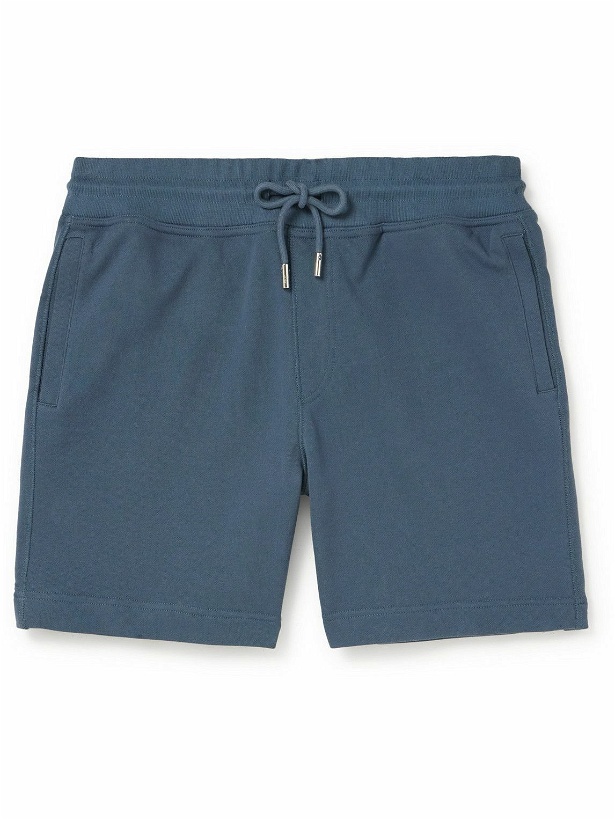 Photo: Mr P. - Straight-Leg Garment-Dyed Cotton-Jersey Drawstring Shorts - Blue
