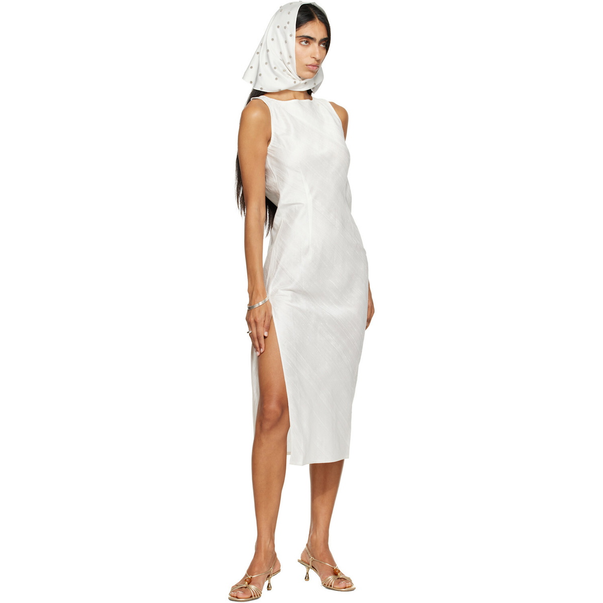 RESCHA SSENSE Exclusive White Dharee Midi Dress