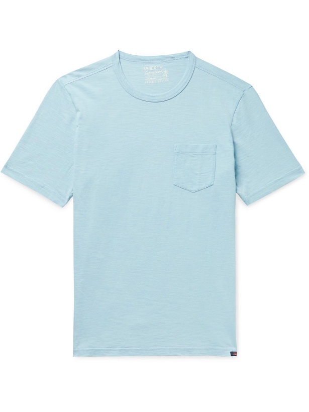 Photo: FAHERTY - Sunwashed Organic Cotton-Jersey T-Shirt - Blue