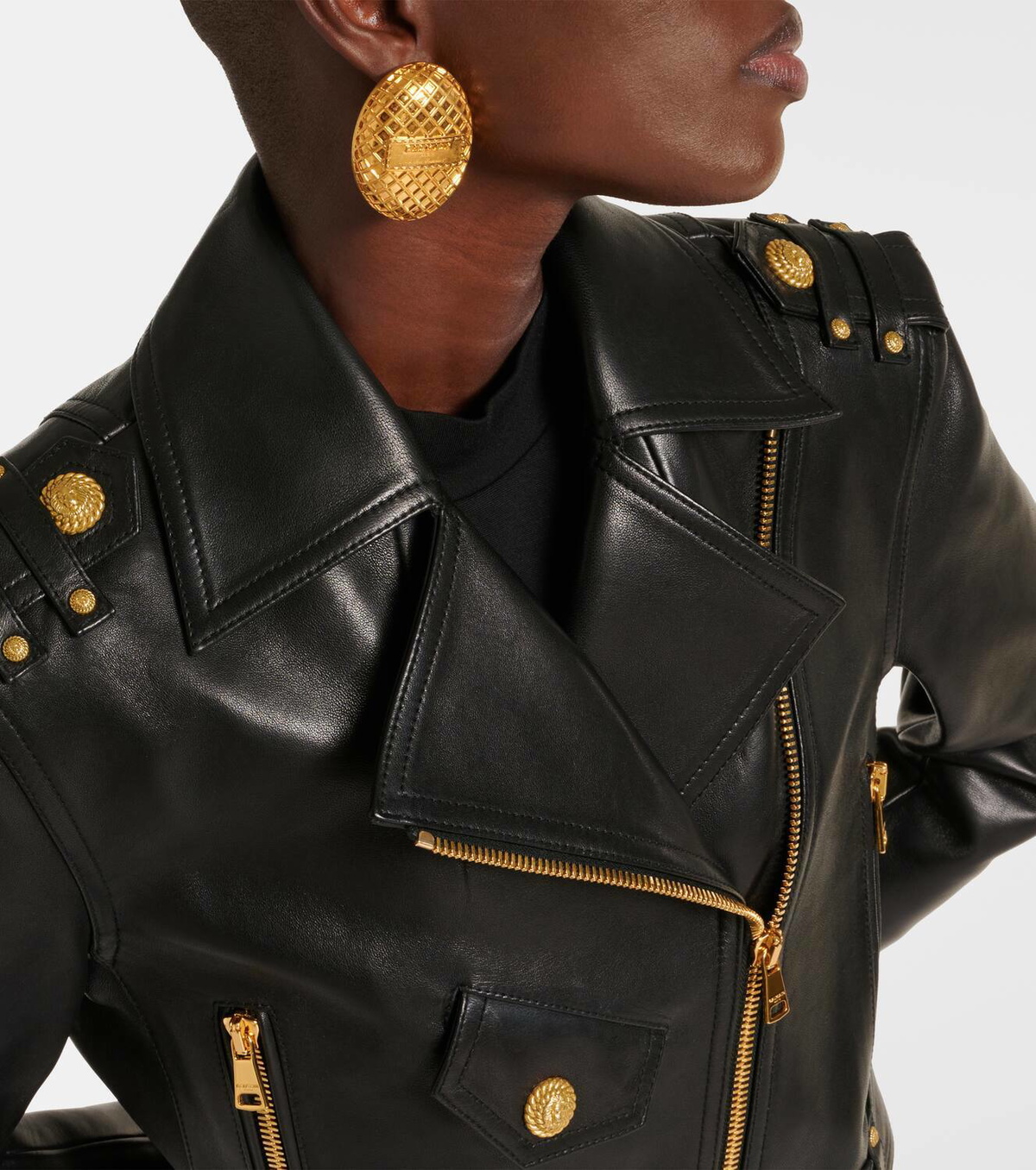Balmain Cropped leather biker jacket