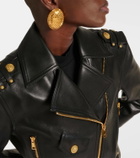 Balmain Cropped leather biker jacket