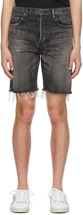Photo: Saint Laurent Black Denim Straight Shorts