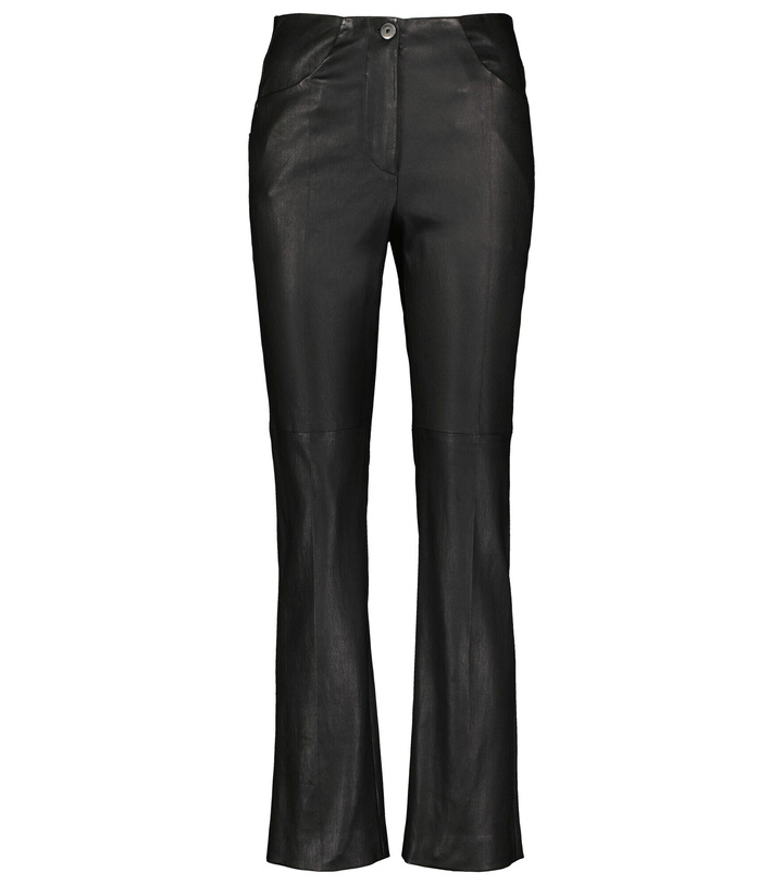 Photo: Brunello Cucinelli - High-rise leather bootcut pants