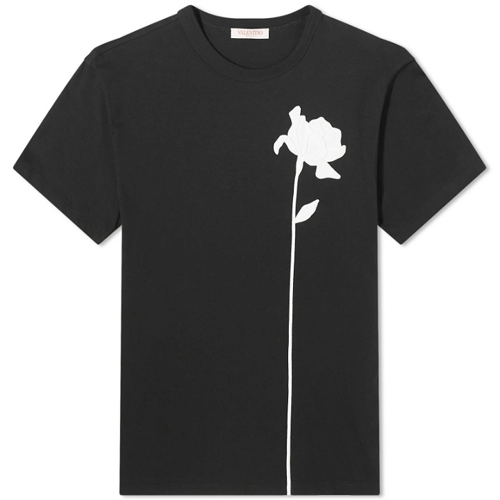 Photo: Valentino Men's Flower Embroidery T-Shirt in Nero