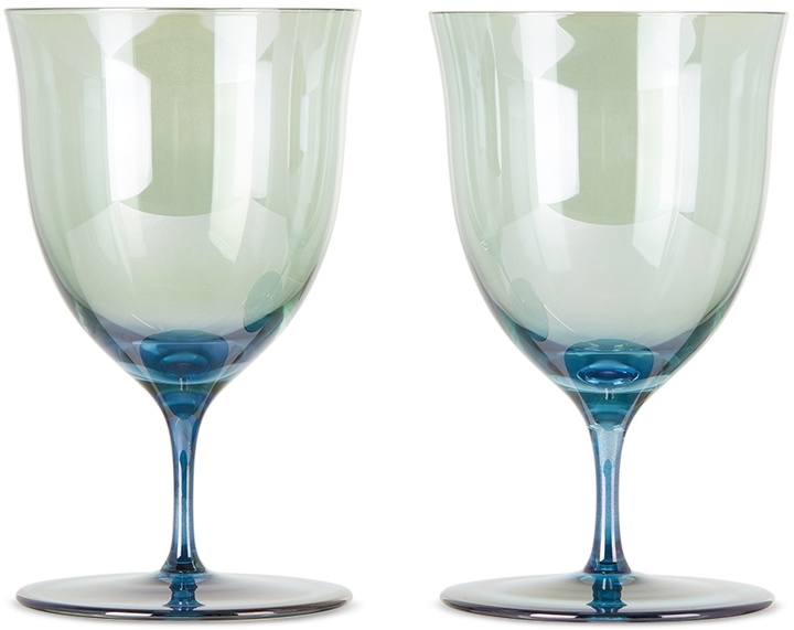 Photo: Luisa Beccaria Green & Blue Shade Wine Glass Set