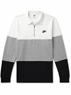 Nike - Club Logo-Embroidered Striped Cotton-Jersey Half-Zip Sweatshirt - Gray