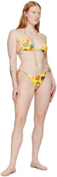 Moschino Yellow Printed Bikini Bottom