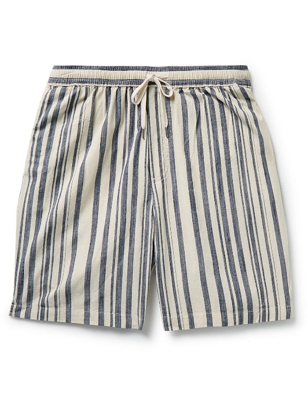Photo: Corridor - Striped Straight-Leg Cotton Drawstring Shorts - Blue