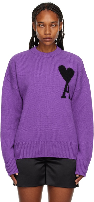 Photo: AMI Paris Purple Ami De Cœur Sweater