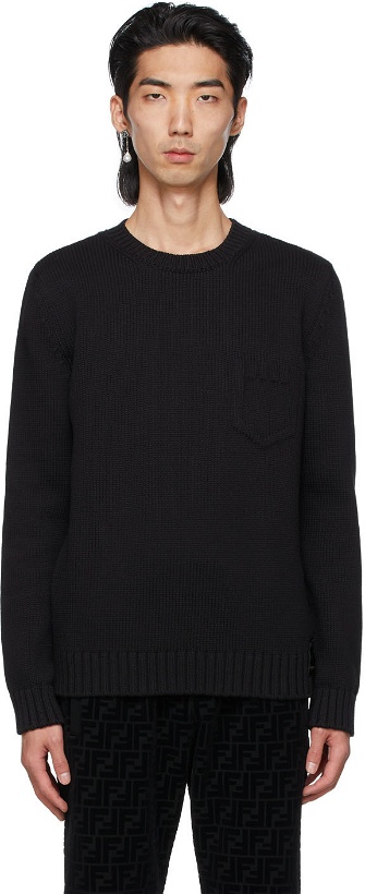 Photo: Fendi Black Embossed Pocket Sweater