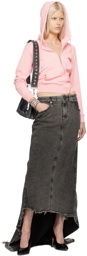 VAQUERA Black Prom Denim Maxi Skirt