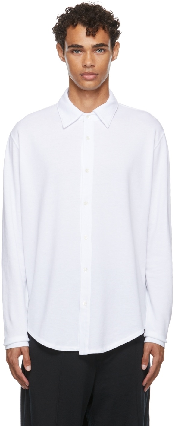 Lady White Co. White Cotton Piqué Shirt Lady White Co.