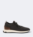 Tod's Knitted leather-trimmed sneakers