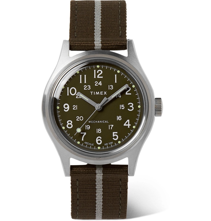 Photo: Timex - MK1 Hand-Wound 36mm Stainless Steel and Striped NATO Watch - Green