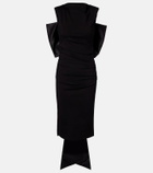 Dorothee Schumacher Bow-detail ruched satin-trimmed midi dress