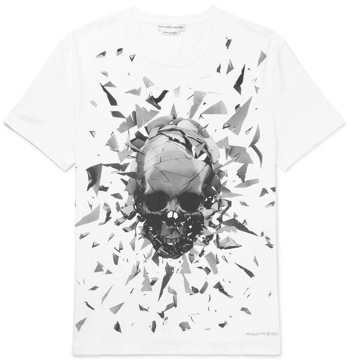 Photo: Alexander McQueen - Printed Cotton-Jersey T-Shirt - Men - White