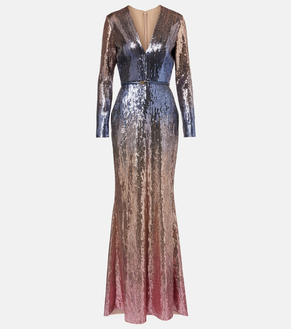 Elie Saab Ombré sequined belted gown