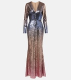 Elie Saab Ombré sequined belted gown