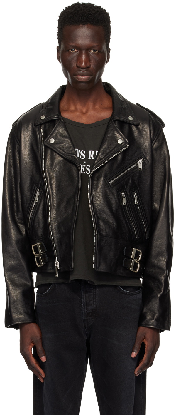 Enfants Riches Déprimés Black Rose Buckle Leather Jacket Enfants Riches Déprimés Black Rose Buckle Leather Jacket