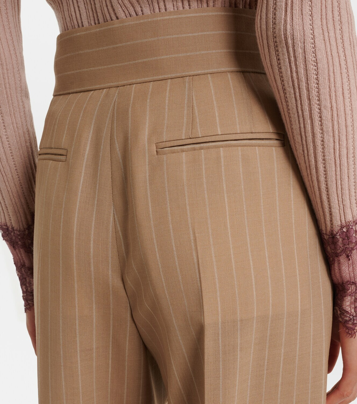 Valentino Pinstripe pleated wool wide-leg pants