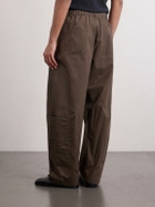 Amomento - Cotton-Blend Wide-Leg Trousers - Brown
