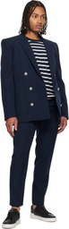 Balmain Navy Grain de Poudre Blazer
