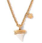 Versace - Gold-Tone, Crystal and Shark Tooth Necklace - Gold