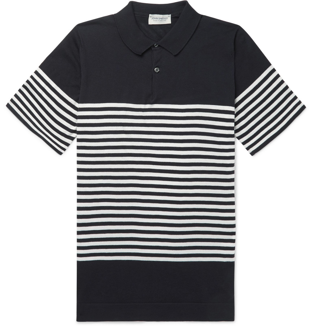 John Smedley - Striped Sea Island Cotton Polo Shirt - Blue John