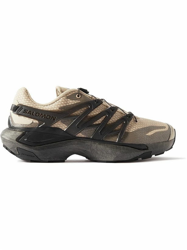 Photo: Salomon - XT PU.RE ADVANCED Leather and Rubber-Trimmed Mesh Sneakers - Neutrals