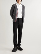 Thom Browne - Slim-Fit Striped Grosgrain-Trimmed Cashmere Cardigan - Gray