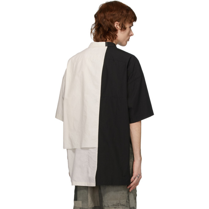 Ziggy Chen Black and Off-White Combo Short Sleeve Shirt