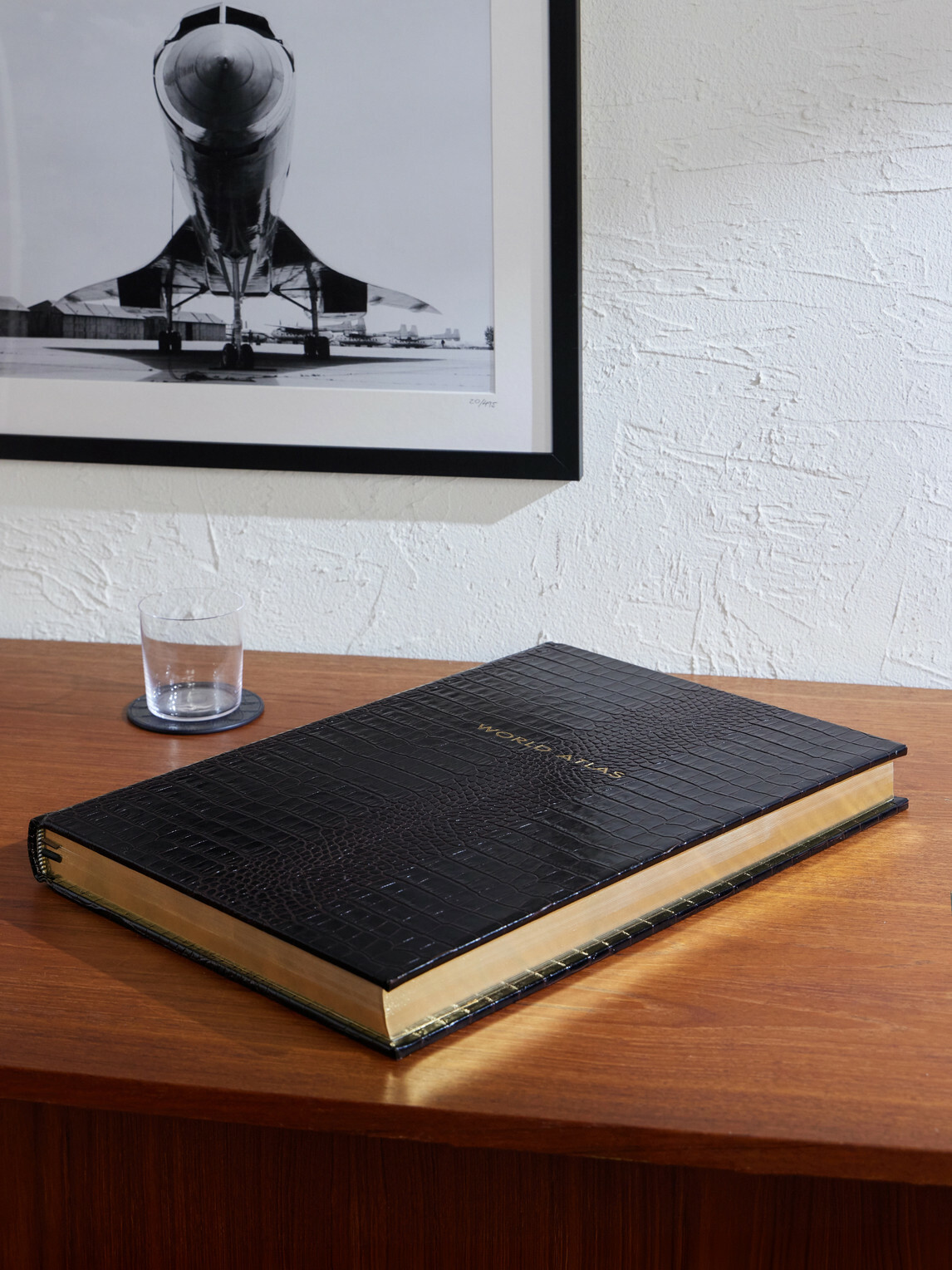 Smythson - Large Croc-Effect Leather World Atlas