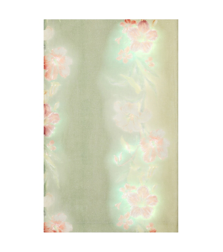 Photo: Cabana Ibiscus floral striped linen tablecloth
