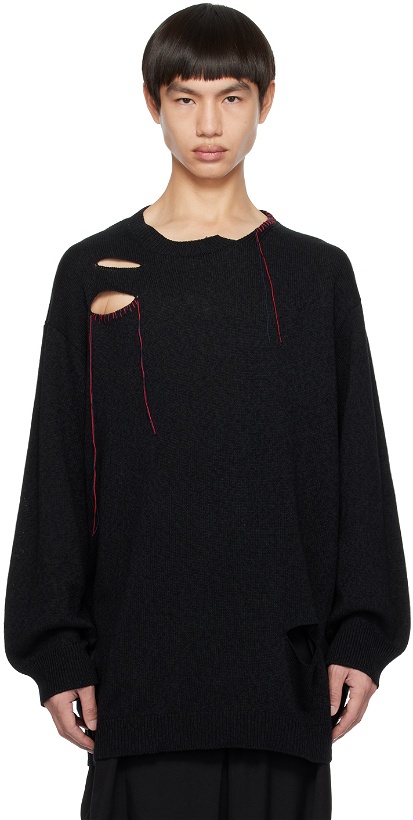 Photo: Yohji Yamamoto Black Embroidered Sweater
