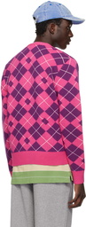 Acne Studios Pink & Purple Argyle Cardigan