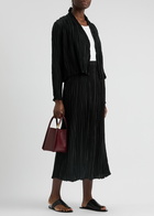 Eileen Fisher Plissé Silk Midi Skirt Black