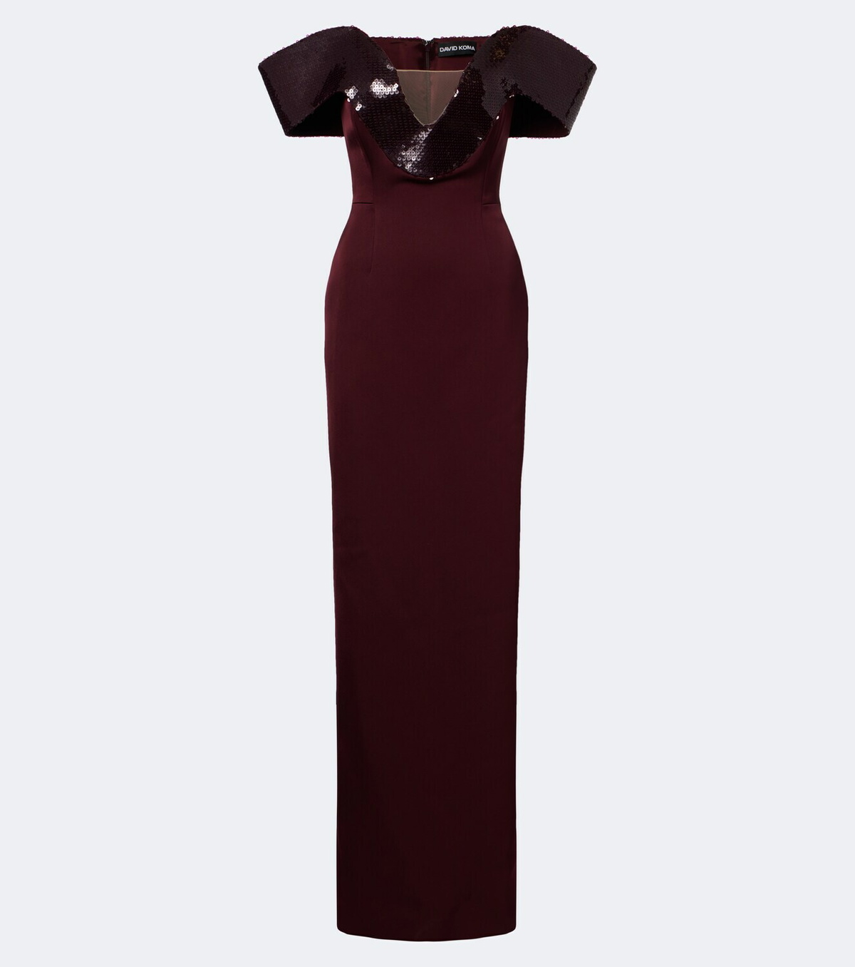 David Koma Sequined satin off-shoulder gown