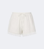 Posse Marilyn lace-trimmed cotton shorts