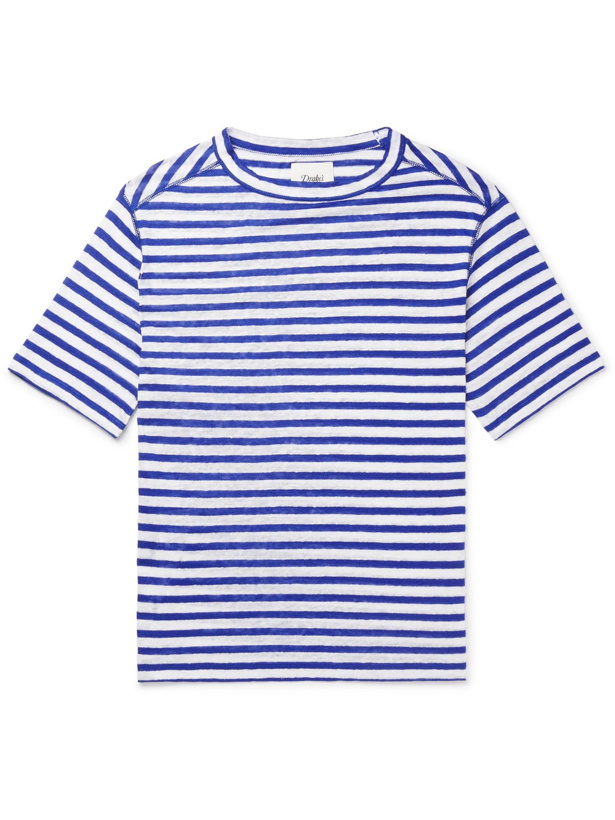 Photo: DRAKE'S - Slim-Fit Striped Linen T-Shirt - Multi