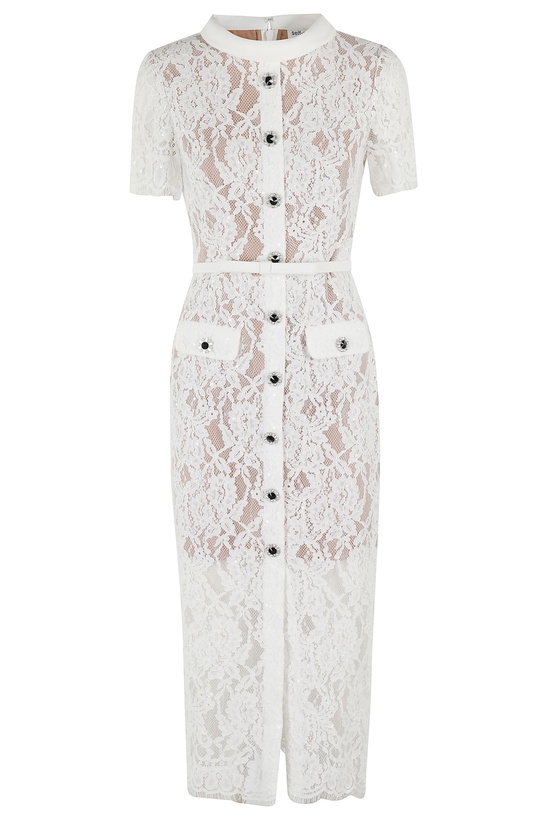 Photo: self-portrait White Lace Button Midi Dress