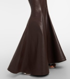 Norma Kamali Strapless faux leather fishtail gown