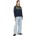Palm Angels Navy Big Neck Logo Sweater